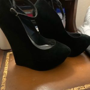 Ultra high suede wedges